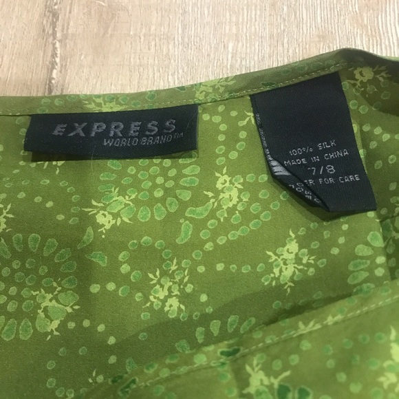Green silk vintage express maxi wrap skirt - Picture 3 of 3